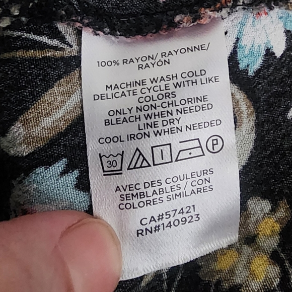 Loft Floral Blouse Lily Bubble Hem Top Black Boho Office Classic Women's Medium - Picture 10 of 10